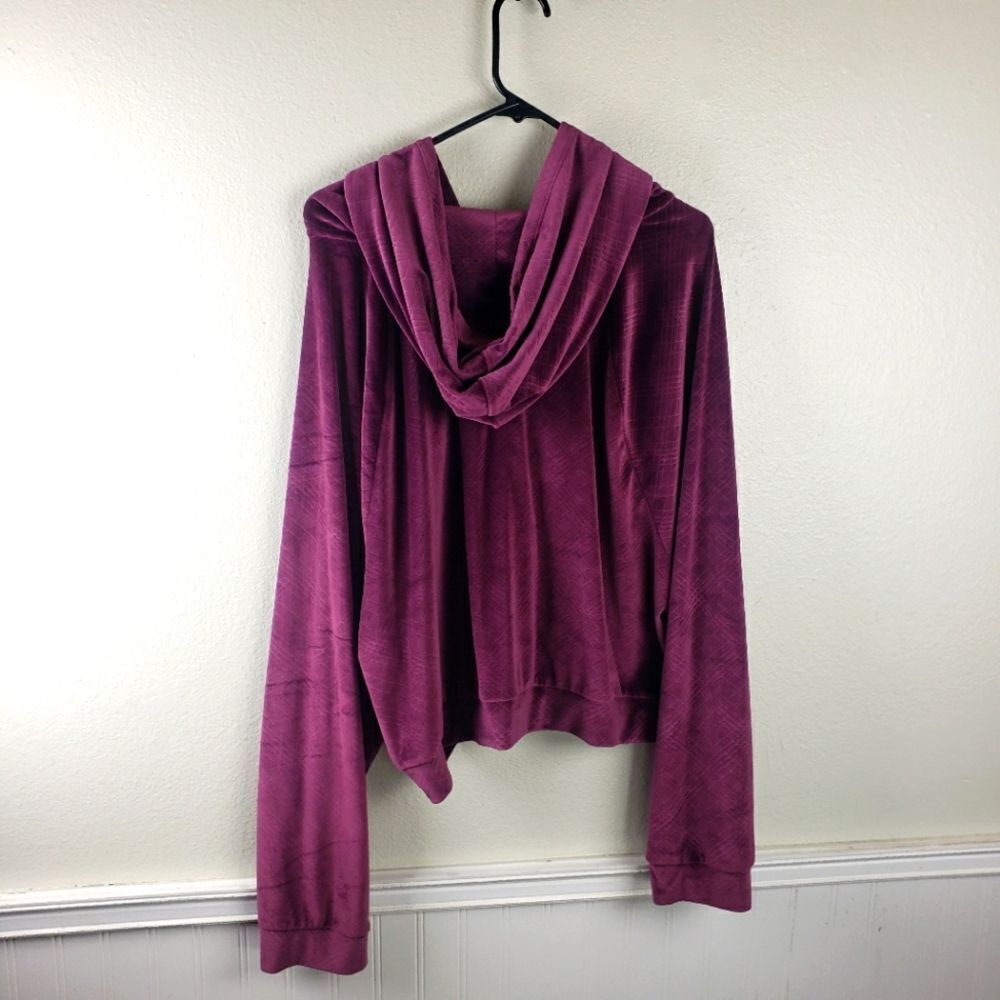 Victoria Secert's Y2k Couture Velvet Velour Burgundy Zip Up Crop Hoodie XXL - Picture 6 of 12